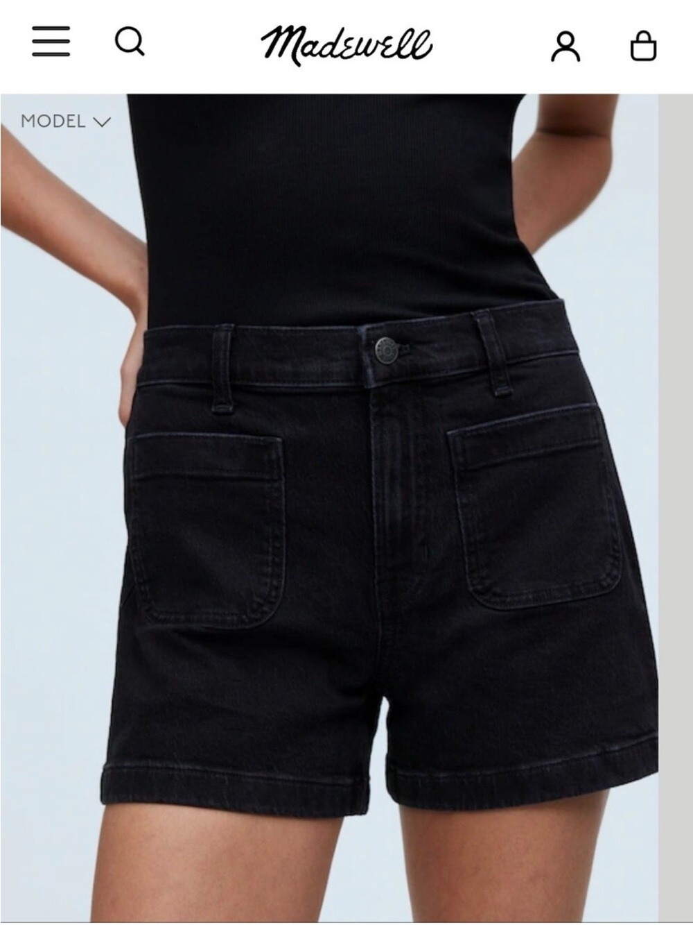 Madewell Black High Rise Sailor Pocket Shorts